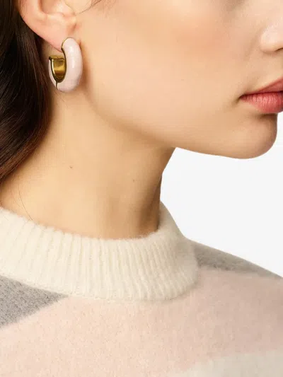 Ami Alexandre Mattiussi Pink Brass Hammered Lacquered Earrings Pink In Gold