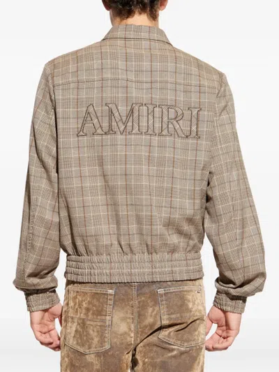 Amiri Virgin Wool Blend Jacket With Point Collar In Brown