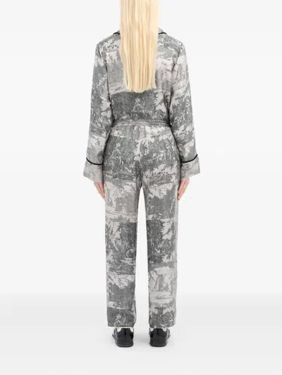 Pierre-louis Mascia Landscape-print Drawstring Trousers In Gray