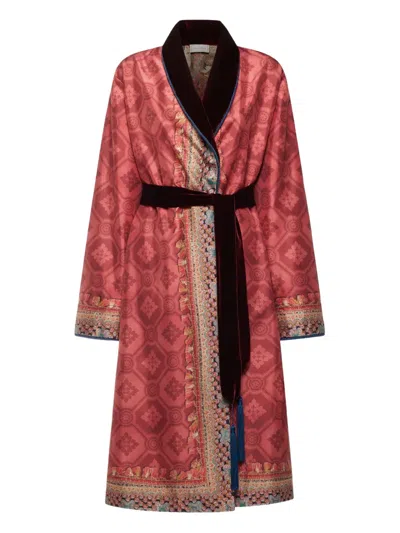 Pierre-louis Mascia Geometric-pattern Coat In Red
