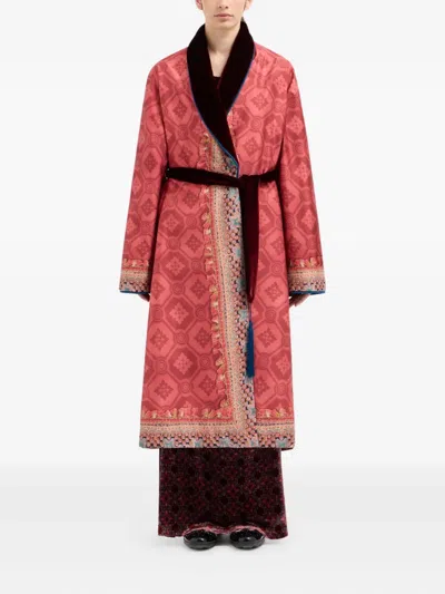 Pierre-louis Mascia Geometric-pattern Coat In Red