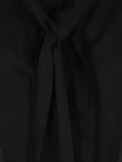 The Latest Attached-scarf Buttoned Shirt In Black