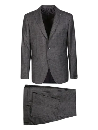 Tagliatore Check-pattern Wool Suit In Gray