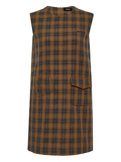 We11 Done Check Sleeveless Jumpsuit In Brown