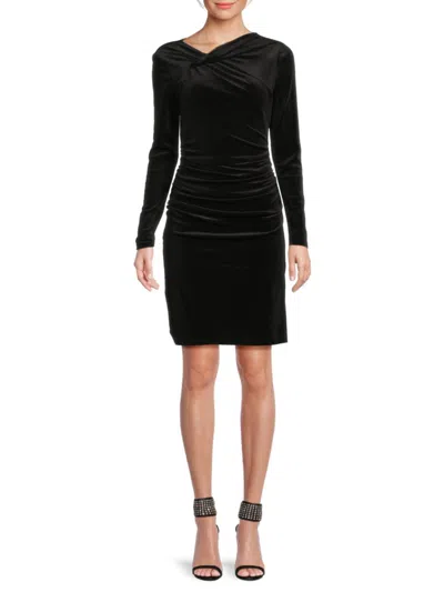 Dkny Twisted Long-sleeve Mini Dress In Black