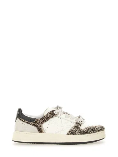 Premiata Low-top Sneaker With Spotted Animal Print And Textured Sole In Multi