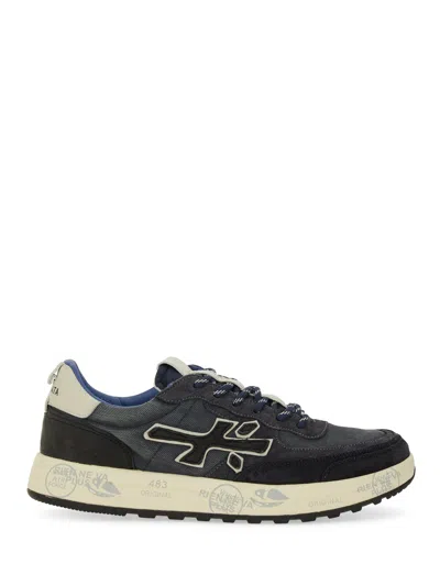 Premiata Layered White Sneakers With Textured Leather And Tpu Overlays In Multi