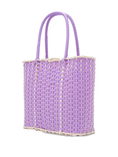 Bangkok Basket Small Woven Tote Bag In Purple