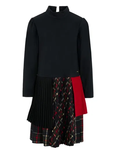 缩褶拼接连衣裙