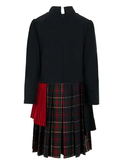 缩褶拼接连衣裙