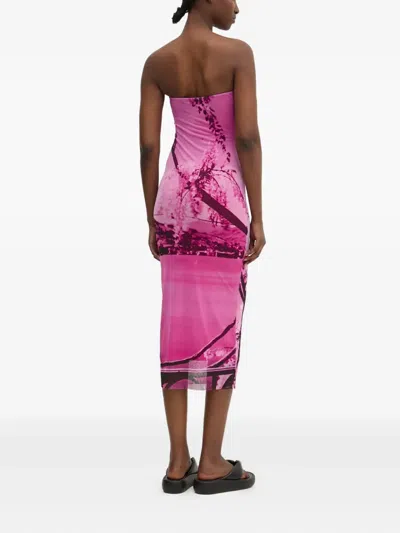 Desigual X Mr. Christian Lacroix Strapless Midi Dress In Multi