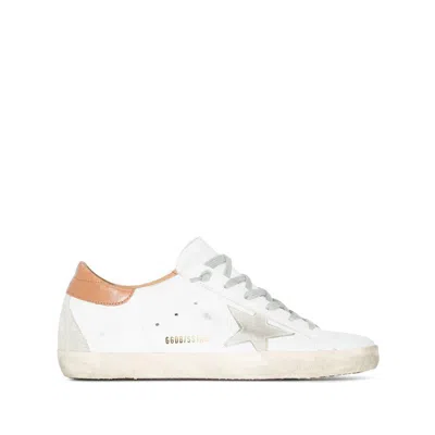 Golden Goose Super-star Sneakers In Nappa Leather With Suede Star And Light Brown Heel Tab Shoes In White