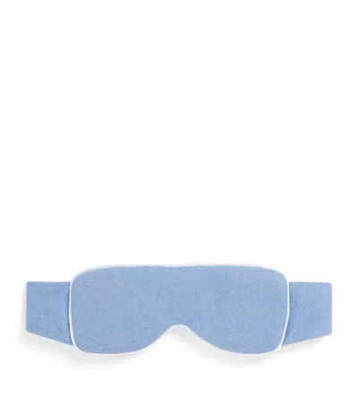 Daniel Hanson Merino Wool Herringbone Eye Mask In Blue