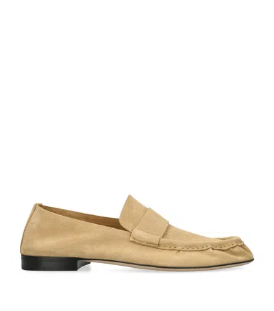 The Row Penny Suede Loafers In Neutral
