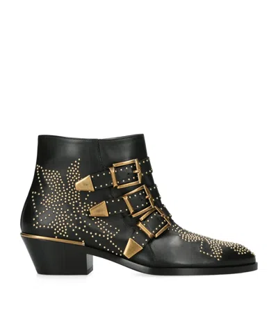 Chloé Women Susan Leather Boots In Black