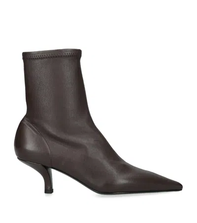 Totême Womens Toteme Pointed-toe Leather Heeled Ankle Boots In Brown