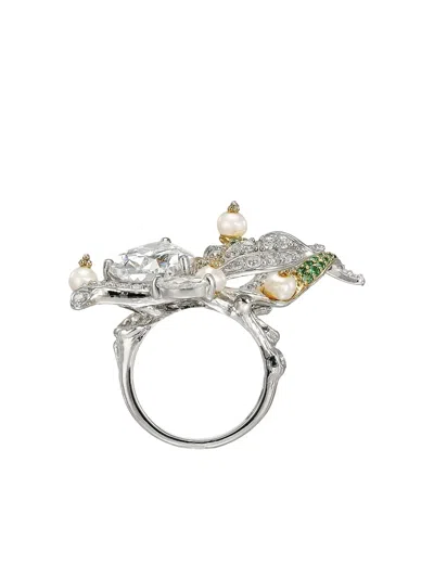 Anabela Chan 18k Yellow And White Gold Lily Of The Valley Multi-stone Ring In Gray