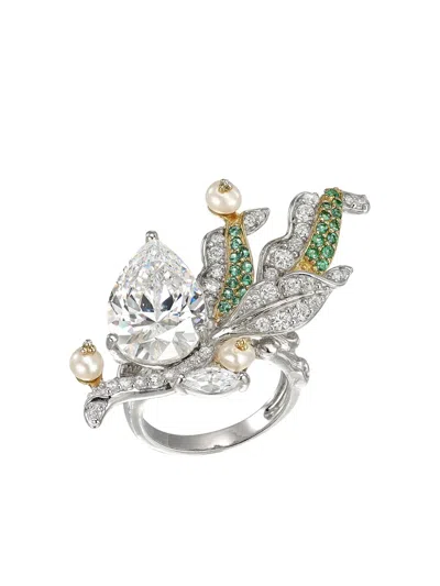Anabela Chan 18k Yellow And White Gold Lily Of The Valley Multi-stone Ring In Gray