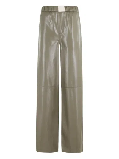 Isabelle Blanche Elastic-waist Leather Trousers In Gray