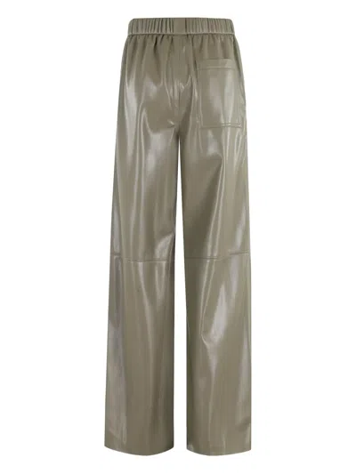 Isabelle Blanche Elastic-waist Leather Trousers In Gray