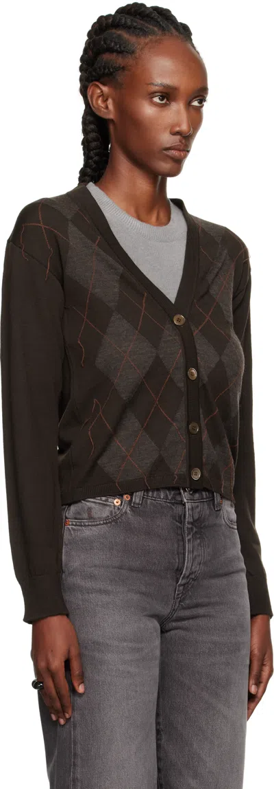 Our Legacy Argyle Pattern Long Sleeve Knitwear Top In Brown