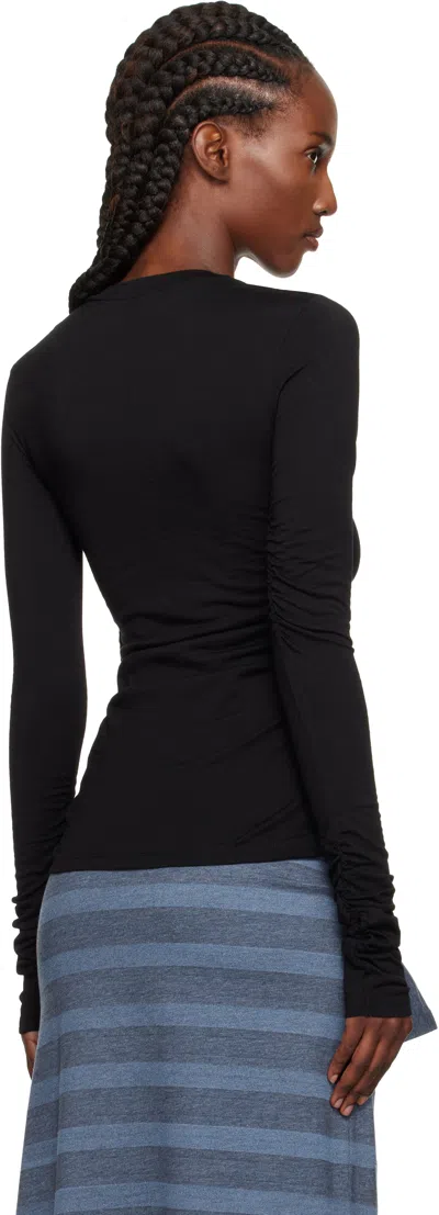 Our Legacy Long-sleeve Fitted Black Sweater With Ruched Detailing In Black