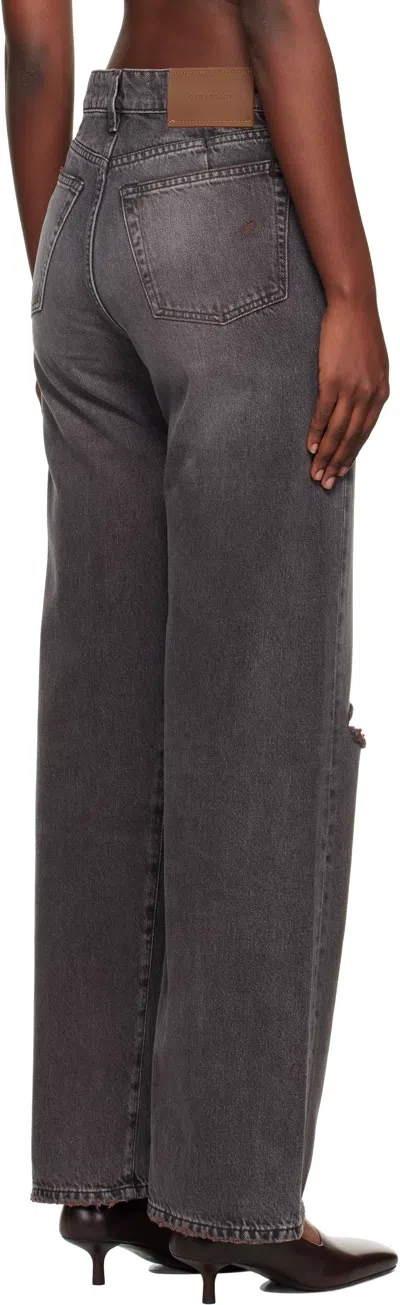 Our Legacy Distressed Wide-leg Jeans With Faded Black Wash In Gray