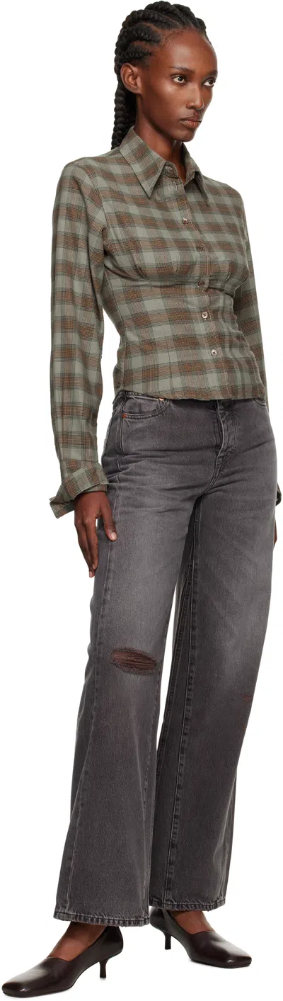 Our Legacy Distressed Wide-leg Jeans With Faded Black Wash In Gray