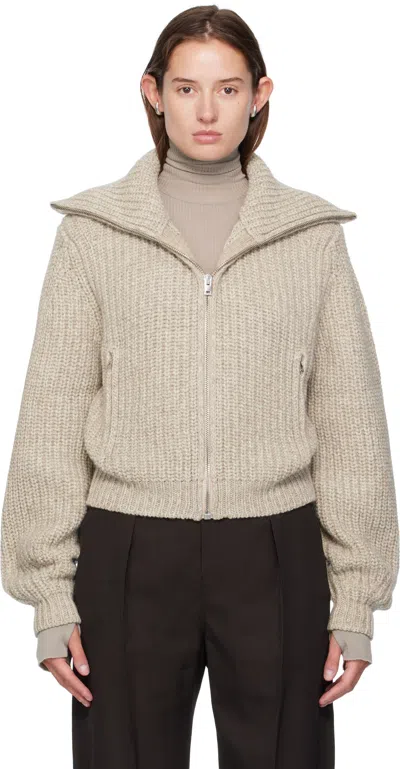 Lemaire Oversized Ribbed Alpaca And Yak Hair-blend Cardigan In Neutral