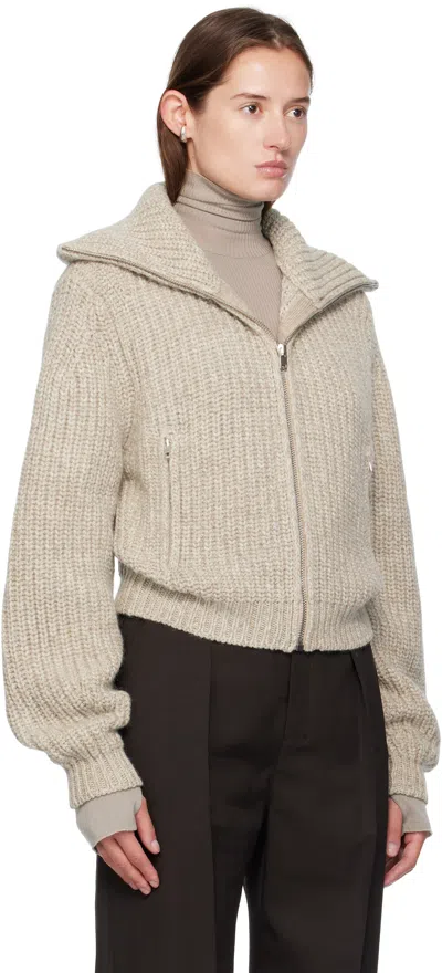 Lemaire Oversized Ribbed Alpaca And Yak Hair-blend Cardigan In Neutral