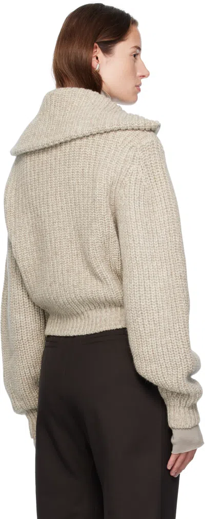 Lemaire Oversized Ribbed Alpaca And Yak Hair-blend Cardigan In Neutral