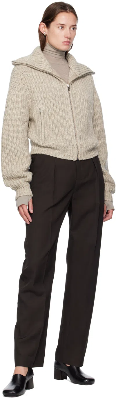 Lemaire Oversized Ribbed Alpaca And Yak Hair-blend Cardigan In Neutral