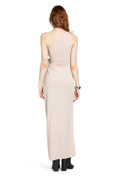 Coperni Asymmetrical Beige One-shoulder Midi Dress In Neutral