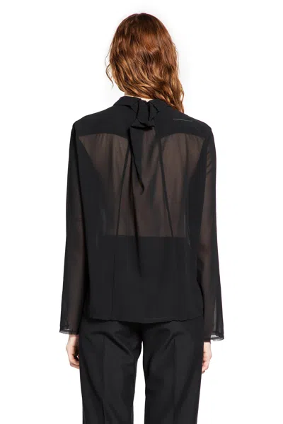 Mm6 Maison Margiela Sheer Fabric Button-down Shirt With Regular Collar In Black