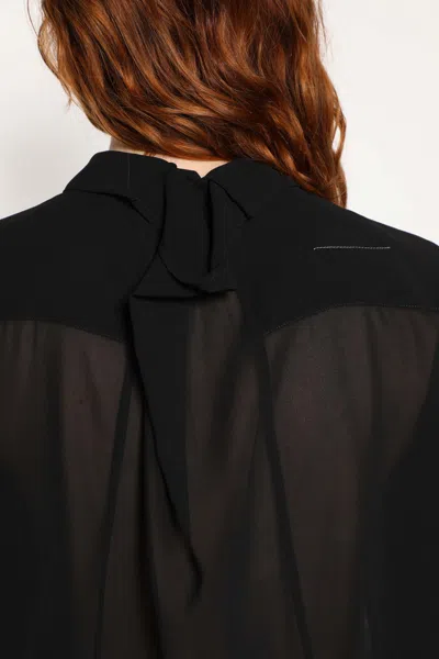 Mm6 Maison Margiela Sheer Fabric Button-down Shirt With Regular Collar In Black