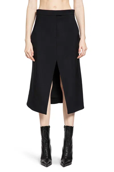 Alexander Mcqueen Tailored High-waisted Wool Midi Skirt In Black