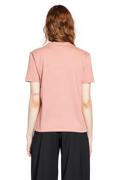 Fendi Pink Cotton T-shirt With Logo Print Women In Pink
