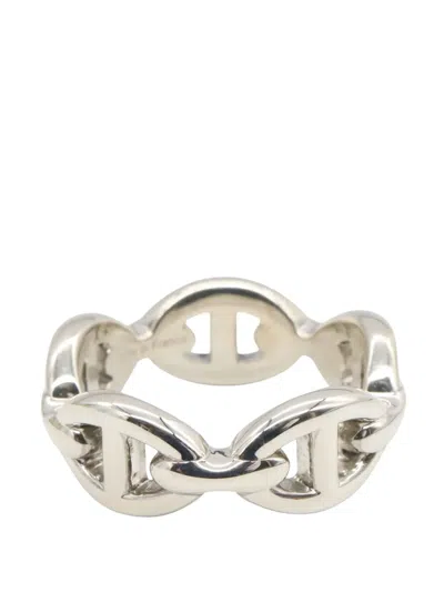 Pre-owned Hermes 2000-2020 Sterling Silver Chaine D Ancre Chain Ring
