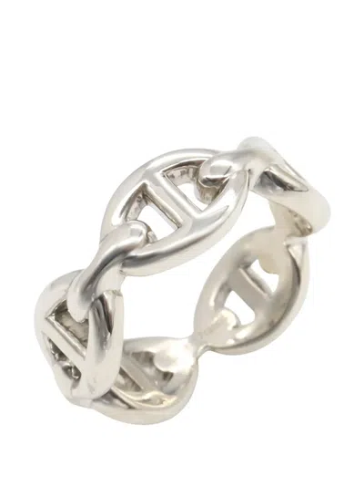 Pre-owned Hermes 2000-2020 Sterling Silver Chaine D Ancre Chain Ring