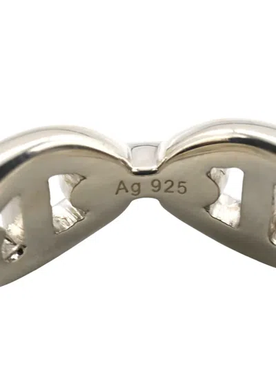 Pre-owned Hermes 2000-2020 Sterling Silver Chaine D Ancre Chain Ring