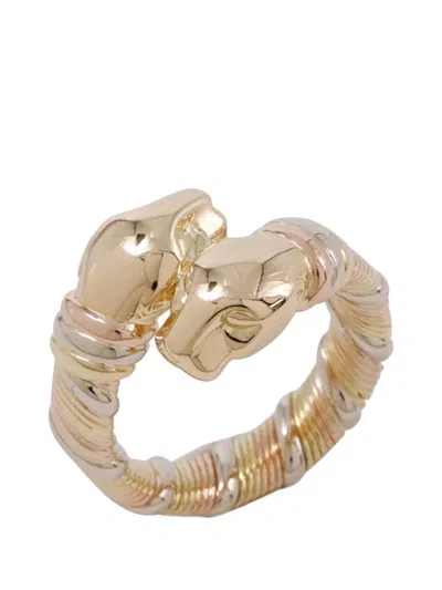 Pre-owned Cartier 2000-2010 18k Tricolor Gold Panthere De  Ring