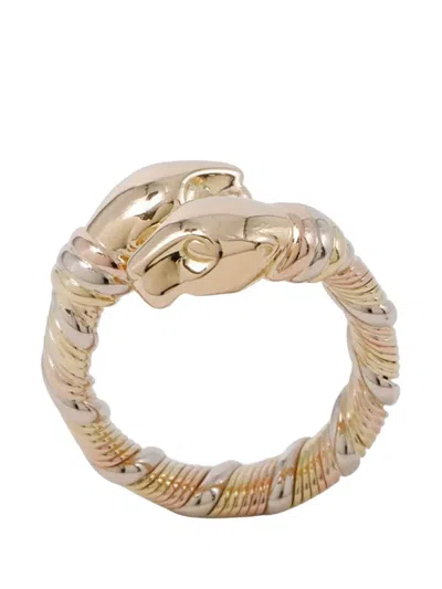 Pre-owned Cartier 2000-2010 18k Tricolor Gold Panthere De  Ring