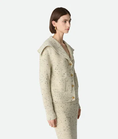 Bottega Veneta Ribbed Wool Cardigan With Knot Buttons In Neutral
