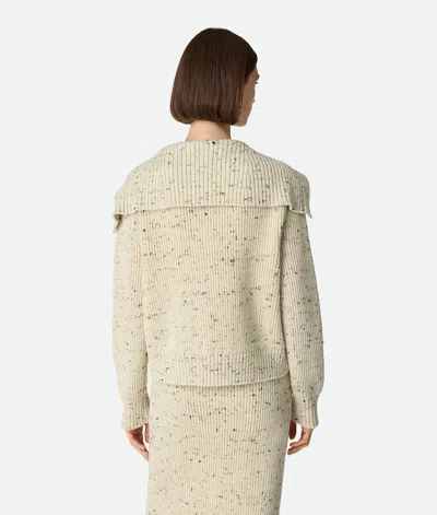 Bottega Veneta Ribbed Wool Cardigan With Knot Buttons In Neutral