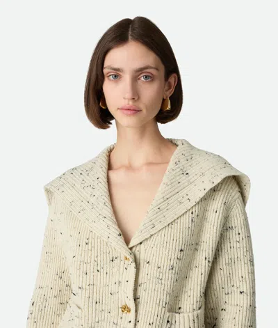Bottega Veneta Ribbed Wool Cardigan With Knot Buttons In Neutral