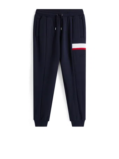 Tommy Hilfiger Colour-blocked Fleece Cuffed Joggers In Blue