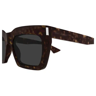 Saint Laurent Sl 810 Linea Corner Angle 002 Havana Crystal Grey Sunglasses In Brown