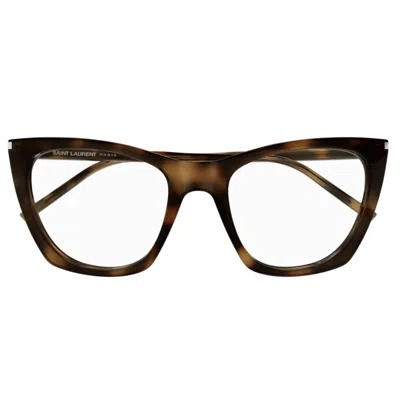 Saint Laurent Sl 214 Kate Thin Opt003-havana-havana-transparent In Brown