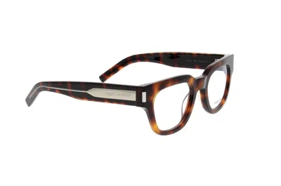 Saint Laurent Square Frame Glasses In Brown