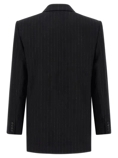 Saint Laurent Men Embroidered Flannel Blazer In Black